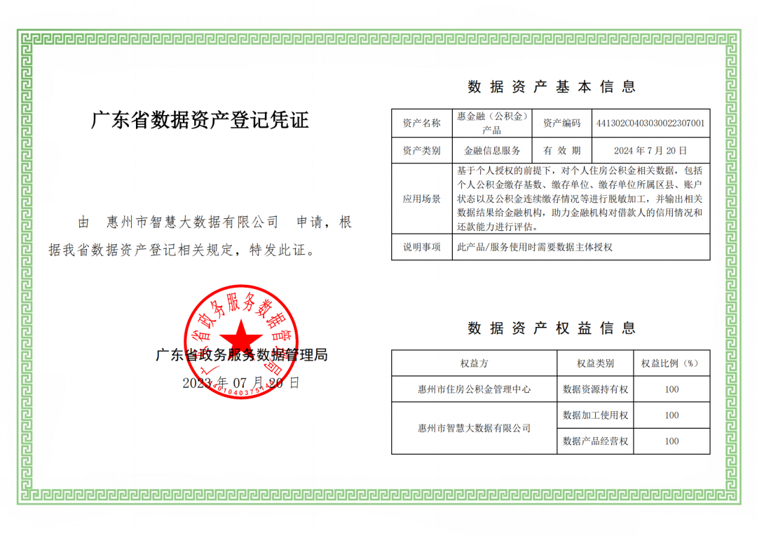 首发！惠州首个公共数据产品“惠金融（公积金）”进场广州数据交易所上架交易(图1)